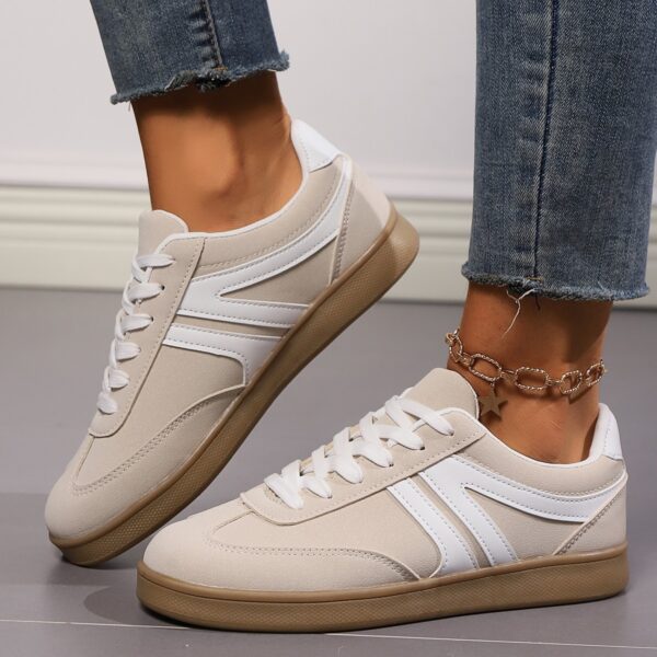 Lace-up Round Toe Flats Shoes Fashion Sports Slip On Casual Shoes For Women - Image 3