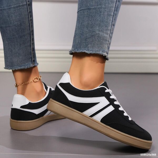 Lace-up Round Toe Flats Shoes Fashion Sports Slip On Casual Shoes For Women - Image 5