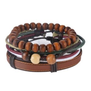 Leather Bracelet Men Multilayer Bead Bracelet Punk Wrap Bracelets for Women Vintage punk Men Jewelry