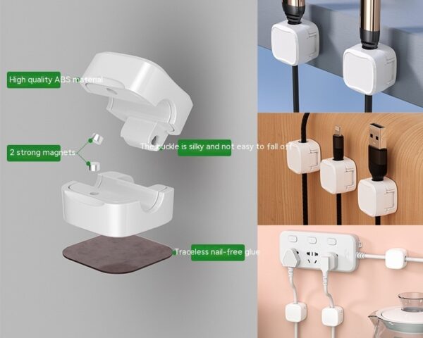 Magnetic Cable Clip Under Desk Cable Management Adjustable Cord Holder Wire Organizer And Cable Management Wire Keeper - Image 2