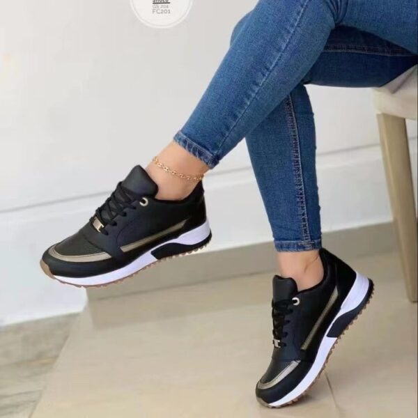 Casual Lace-up Flat Shoes Women Shallow Round Toe Sports Walking Sneakers - Image 3