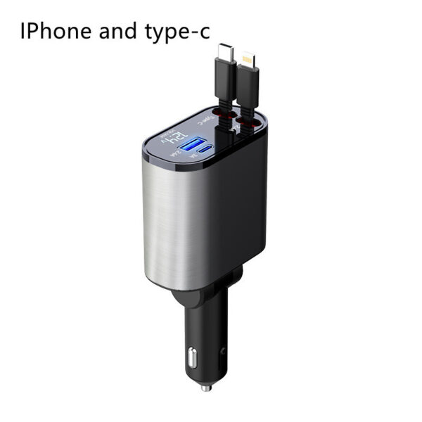 Metal Car Charger 100W Super Fast Charging Car Cigarette Lighter USB And TYPE-C Adapter - Image 3