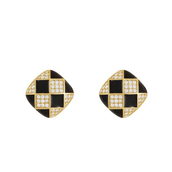 Women's Chessboard Plaid Stud Earrings - Image 4