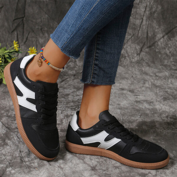 New Colorblock Lace-up Flats Shoes Fashion Round Toe Slip On Casual Shoes For Women - Image 8