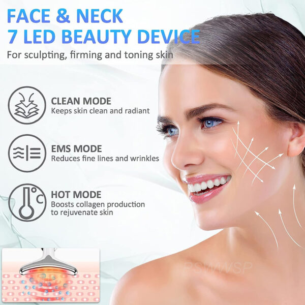 Neck Face Massager Skin Care Facial Massage Device With 3 Color Modes For Skin Rejuvenation Face Sculpting Tool For Double Chin - Image 2