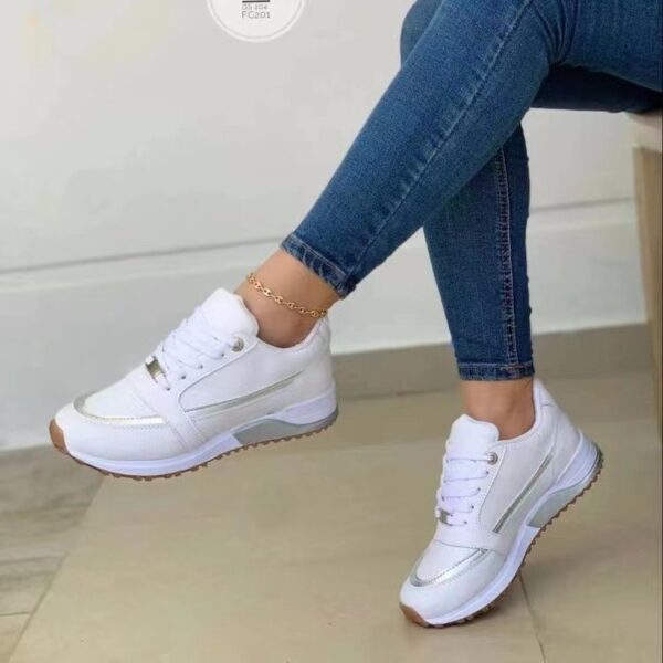 Casual Lace-up Flat Shoes Women Shallow Round Toe Sports Walking Sneakers - Image 2