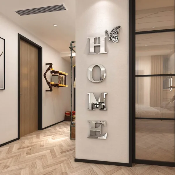 HOME Home Logo 3D Mirror Wall Sticker, Entrance Decoration, Home Decoration